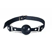 Кляп силіконовий Feral Feelings Silicon Ball Gag Black/Black, чорний ремінець, чорна кулька - Master