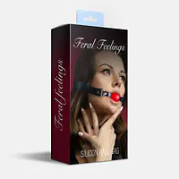 Кляп силіконовий Feral Feelings Silicon Ball Gag Black/Red, чорний ремінець, червона кулька - Master