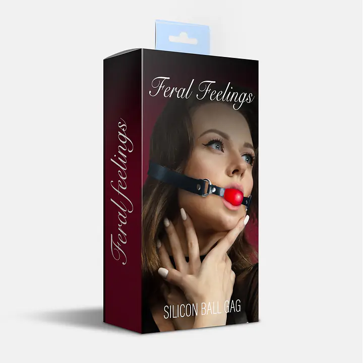 Кляп силіконовий Feral Feelings Silicon Ball Gag Black/Red, чорний ремінець, червона кулька - Master