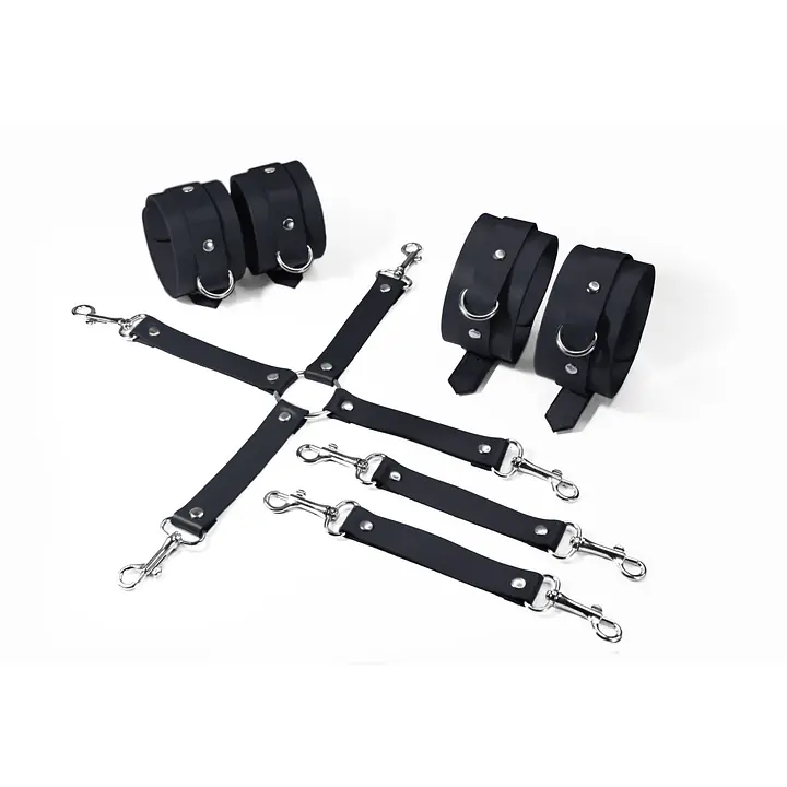 Набір для БДСМ 3 в 1 Feral Feelings BDSM Kit 3 Black, black, наручники, поножі, хрестовина - Master