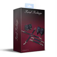 Набір для БДСМ 3 в 1 Feral Feelings BDSM Kit 3 Black, black, наручники, поножі, хрестовина - Master