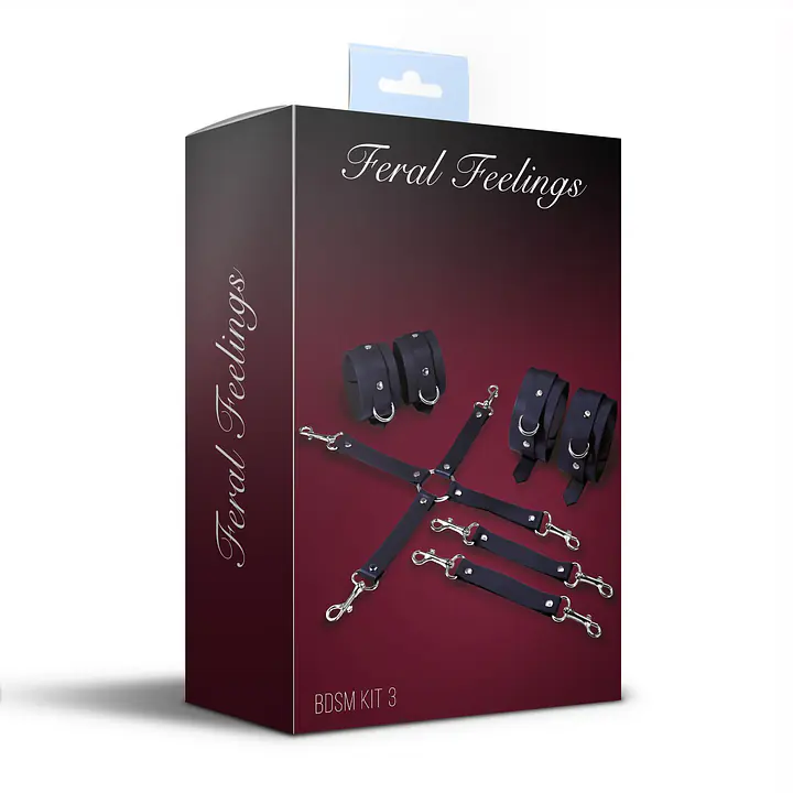 Набір для БДСМ 3 в 1 Feral Feelings BDSM Kit 3 Black, black, наручники, поножі, хрестовина - Master