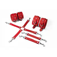 Набір для БДСМ 3 в 1 Feral Feelings BDSM Kit 3 Red, наручники, поножі, хрестовина - Master