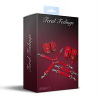 Набір для БДСМ 3 в 1 Feral Feelings BDSM Kit 3 Red, наручники, поножі, хрестовина - Master