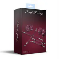 Набір для БДСМ 3 в 1 Feral Feelings BDSM Kit 3 Burgundy, burgundy, наручники, поножі, хрестовина - Master