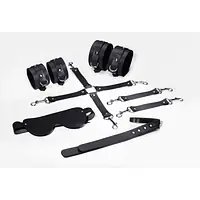 Набір для БДСМ 5 в 1 Feral Feelings BDSM Kit 5 Black, наручники, поножі, хрестовина, маска, падл - Master