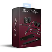 Набір для БДСМ 5 в 1 Feral Feelings BDSM Kit 5 Black, наручники, поножі, хрестовина, маска, падл - Master