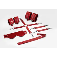 Набір Feral Feelings BDSM Kit 5 Red, наручники, поножі, хрестовина, маска, падл - Master