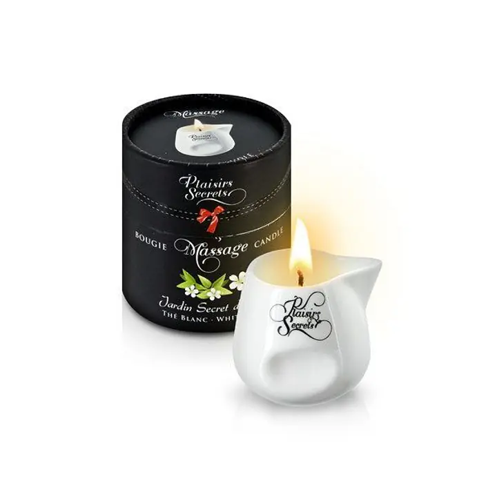 Масажна свічка Plaisirs Secrets White Tea (80 мл) подарункова упаковка, керамічний посуд - Master