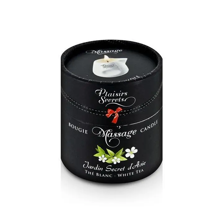 Масажна свічка Plaisirs Secrets White Tea (80 мл) подарункова упаковка, керамічний посуд - Master