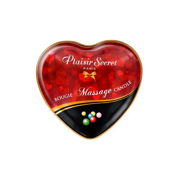 Масажна свічка-серце Plaisirs Secrets Bubble Gum (35 мл) - Master