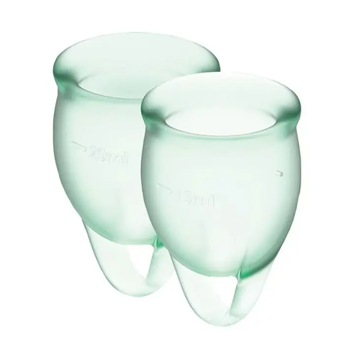 Набір менструальних чаш Satisfyer Feel Confident (light green), 15мл і 20мл, мішечок для зберігання - Master
