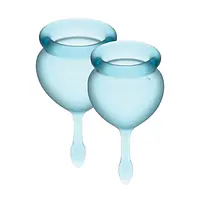 Набір менструальних чаш Satisfyer Feel Good (light blue), 15мл і 20мл, мішечок для зберігання - Master