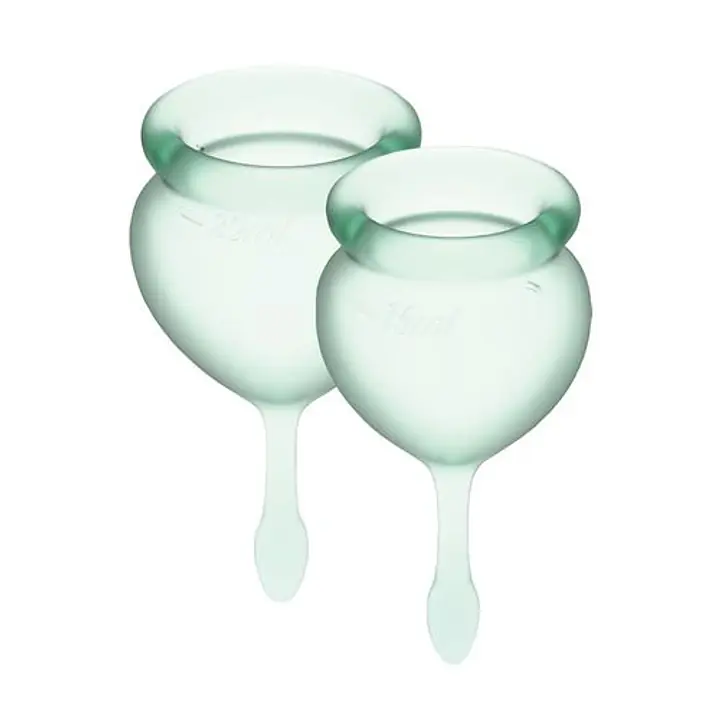 Набір менструальних чаш Satisfyer Feel Good (light green), 15мл і 20мл, мішечок для зберігання - Master