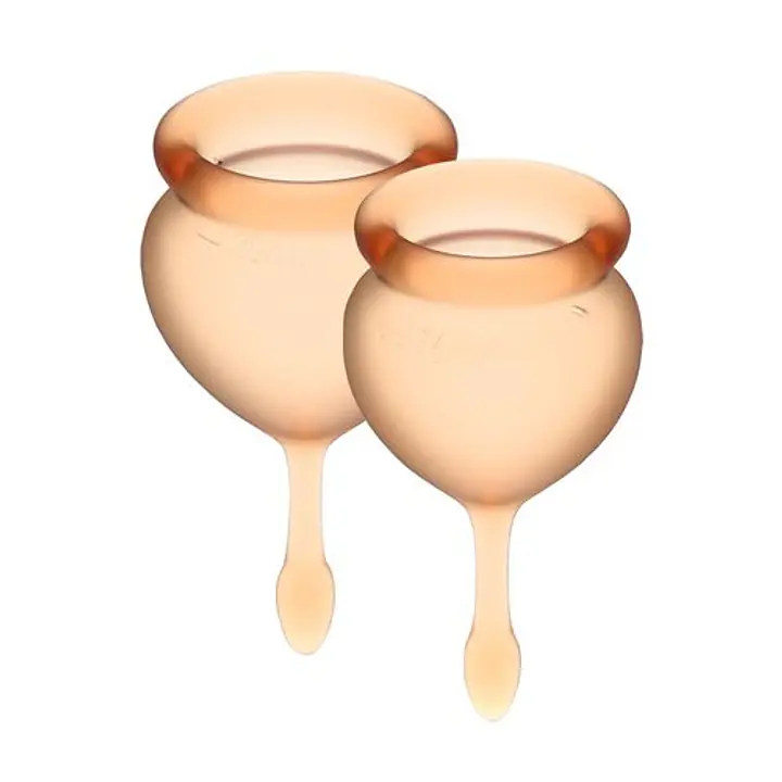 Набір менструальних чаш Satisfyer Feel Good (orange), 15мл і 20мл, мішечок для зберігання - Master