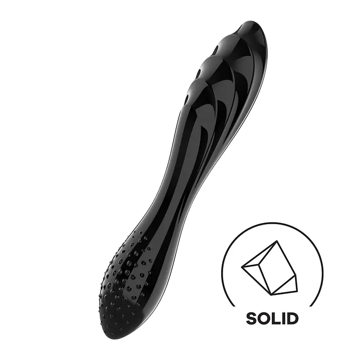 Двосторонній скляний дилдо Satisfyer Dazzling Crystal 1 Black, дуже міцний, без стопера - Master