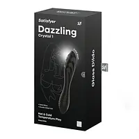 Двосторонній скляний дилдо Satisfyer Dazzling Crystal 1 Black, дуже міцний, без стопера - Master