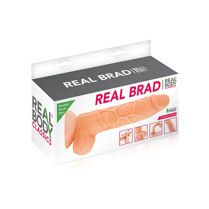 Фалоімітатор із рухомою крайньою плоттю Real Body — Real Brad, діаметр 4 см, TPE - Master