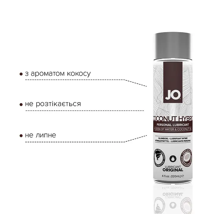 Змазка-крем з кокосовою олією JO Coconut Hybrid ORIGINAL (120 мл) біла - Master