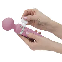 Вібромасажер 2в1 PILLOW TALK - Sultry Pink, класичний масажер і вібратор з ротацією, підігрів - Master