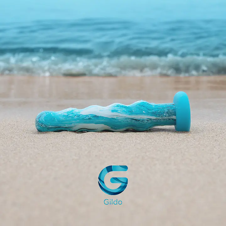 Скляний дилдо Gildo Ocean Flow, великі намистини, силіконова основа - Master