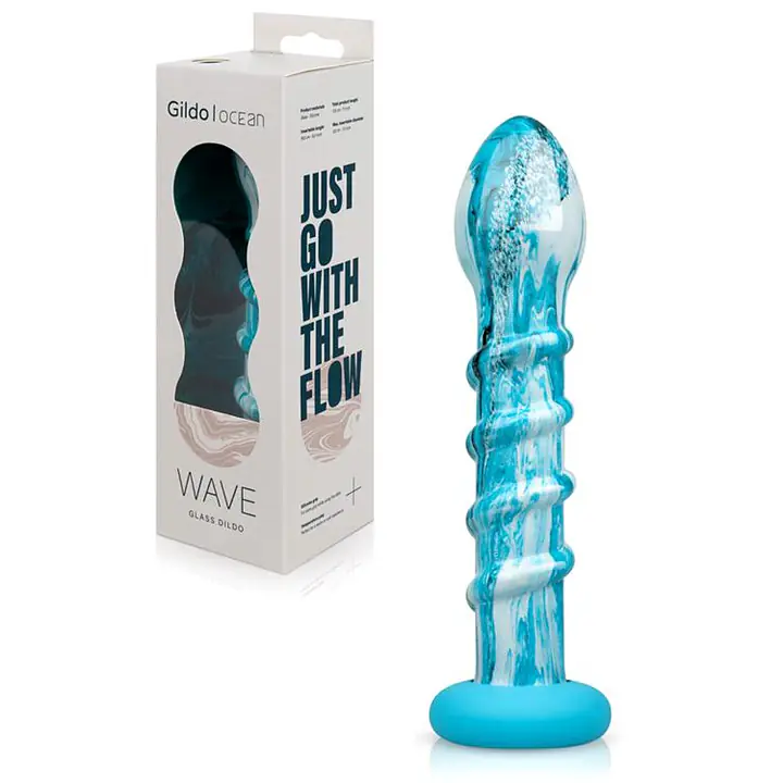 Скляний дилдо Gildo Ocean Wave, з силіконовою основою - Master