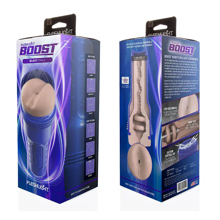 Мастурбатор-попка Fleshlight Boost Blast Female Light Medium Flesh, плаваючі кільця Turbo Tech - Master