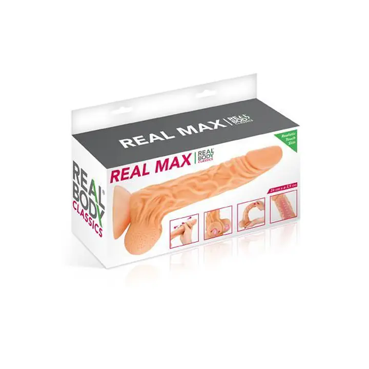Фалоімітатор із рухомою крайньою плоттю Real Body — Real Max, діаметр 4,3 см, TPE - Master