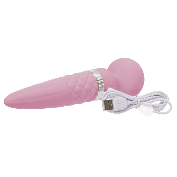 Вібромасажер 2в1 PILLOW TALK - Sultry Pink, класичний масажер і вібратор з ротацією, підігрів - Master