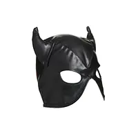 Маска з рогами Master Series: Dungeon Demon Bondage Mask with Horns, чорна - Master