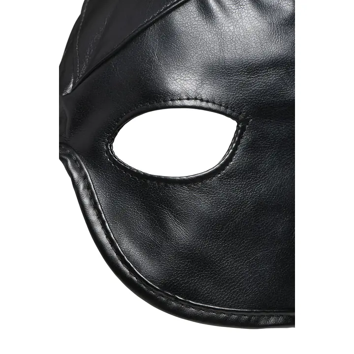 Маска з рогами Master Series: Dungeon Demon Bondage Mask with Horns, чорна - Master