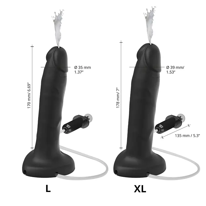 Фалоімітатор, що кінчає Strap-On-Me Squirting Cum Dildo Realistic Black, діам. 3,9 см, силікон - Master