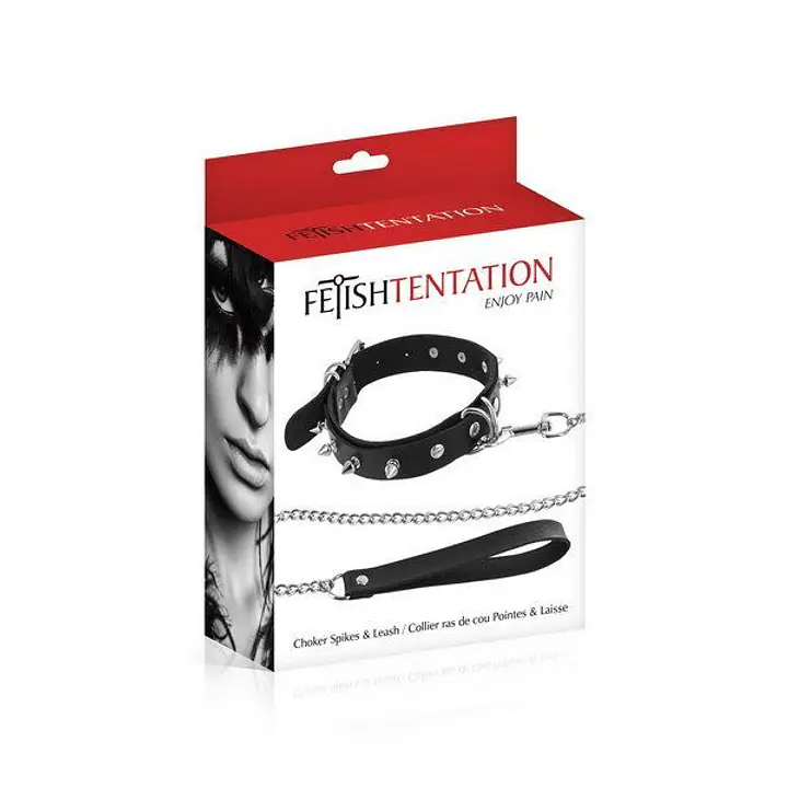 Нашийник з повідцем Fetish Tentation Spikes and Leash - Master