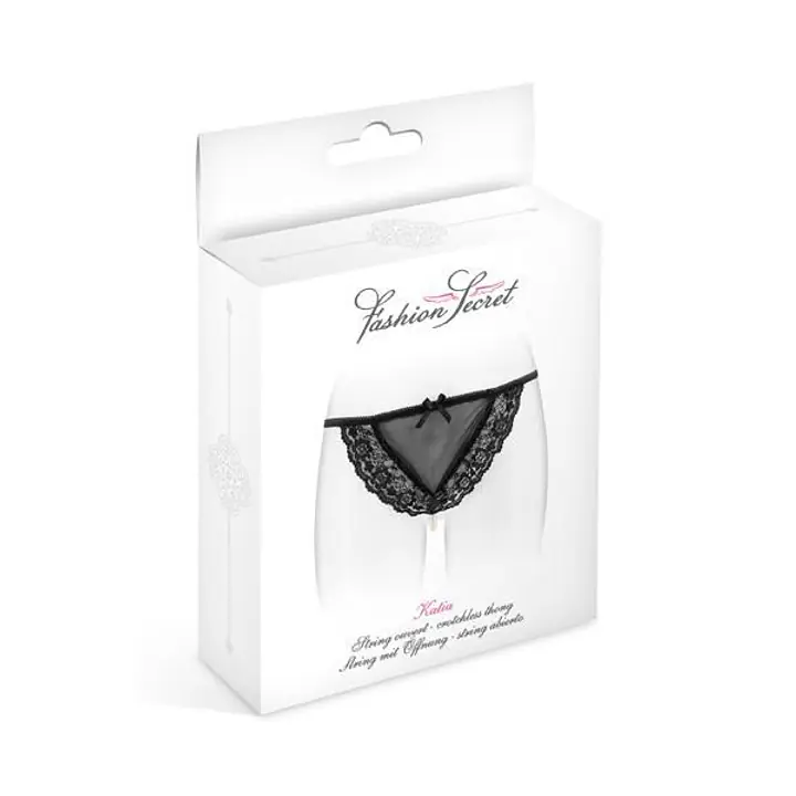 Трусики-стрінги з перлинною ниткою Fashion Secret KATIA Black - Master