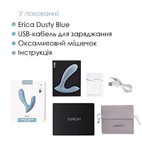 Смарт-вібратор в трусики Svakom Erica Dusty Blue, дуже гнучкий, 2 мотори - Master