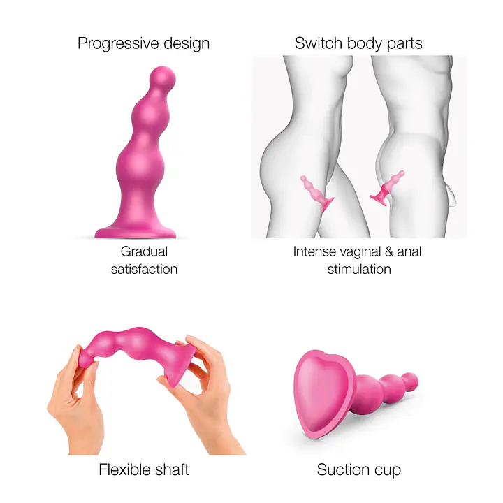 Насадка для страпона Strap-On-Me Dildo Plug Beads Framboise Metallic S - Master