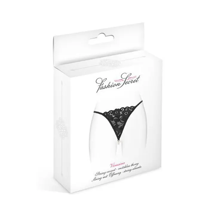 Трусики-стрінги з перлинною ниткою Fashion Secret VENUSINA Black - Master