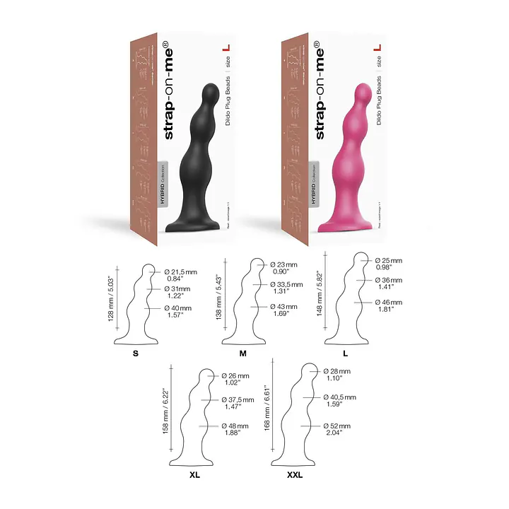 Насадка для страпона Strap-On-Me Dildo Plug Beads Black XL - Master