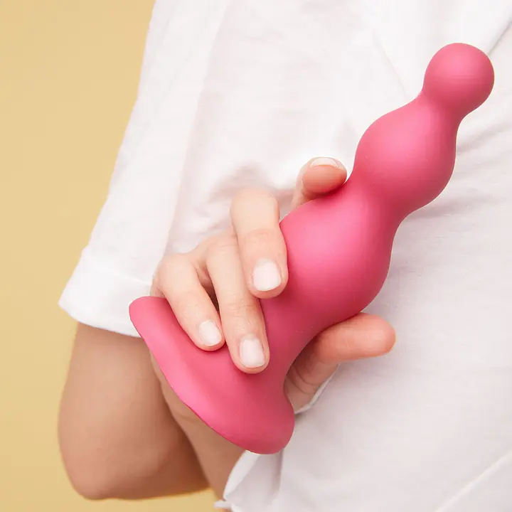 Насадка для страпона Strap-On-Me Dildo Plug Beads Framboise Metallic XXL - Master