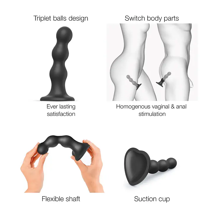 Насадка для страпона Strap-On-Me Dildo Plug Balls Black S - Master