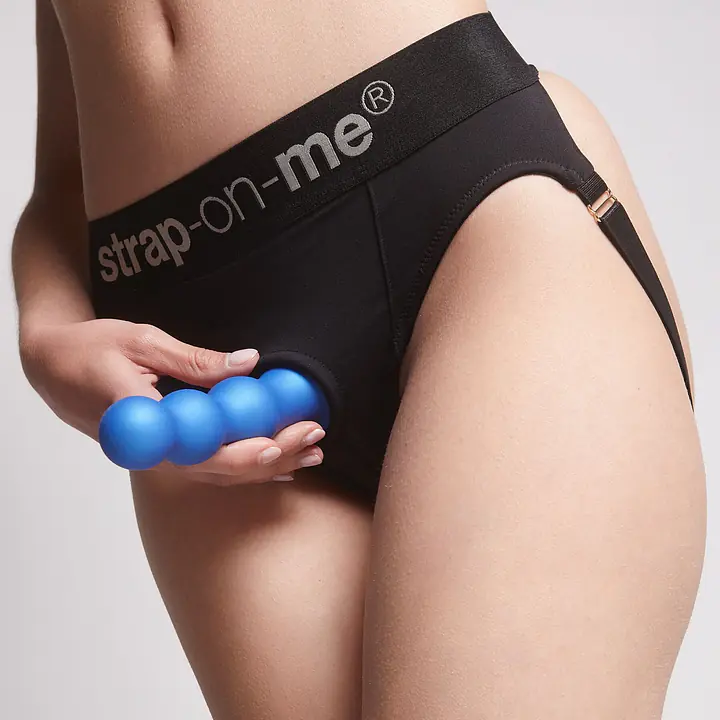 Насадка для страпона Strap-On-Me Dildo Plug Balls Blue Metallic S - Master