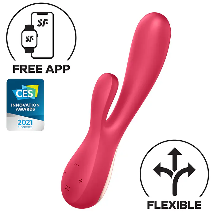 Смарт вібратор-кролик Satisfyer Mono Flex Red, 2 мотори, керування через інтернет - Master