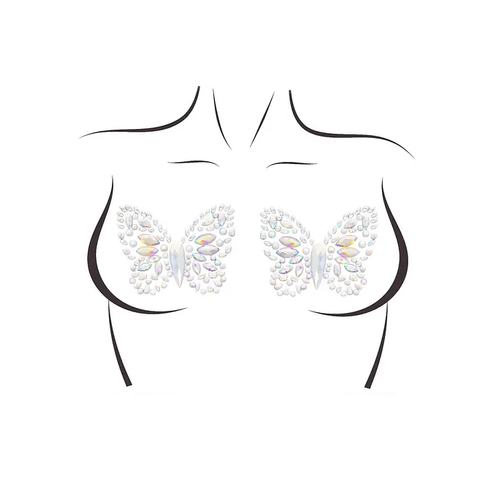 Пестис-метелики з кристалів Leg Avenue Chrysallis nipple sticker, наліпки, світяться у темряві - Master