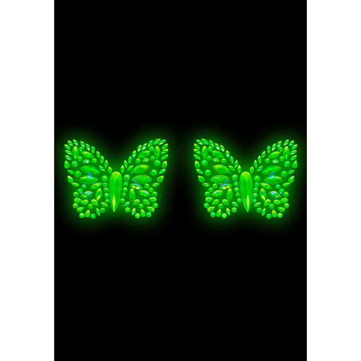 Пестис-метелики з кристалів Leg Avenue Chrysallis nipple sticker, наліпки, світяться у темряві - Master