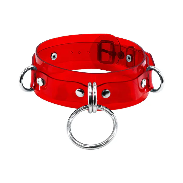 Нашийник для фіксації Feral Feelings - D-Rings Red Trasparent - Master