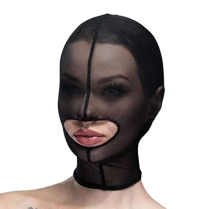 Маска сітка із відкритим ротом Feral Feelings - Hood Mask Black - Master