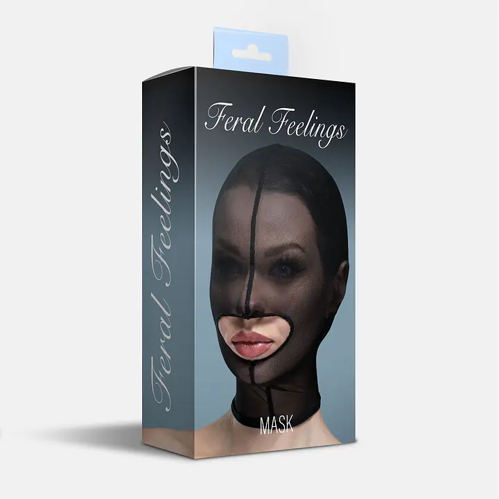 Маска сітка із відкритим ротом Feral Feelings - Hood Mask Black - Master