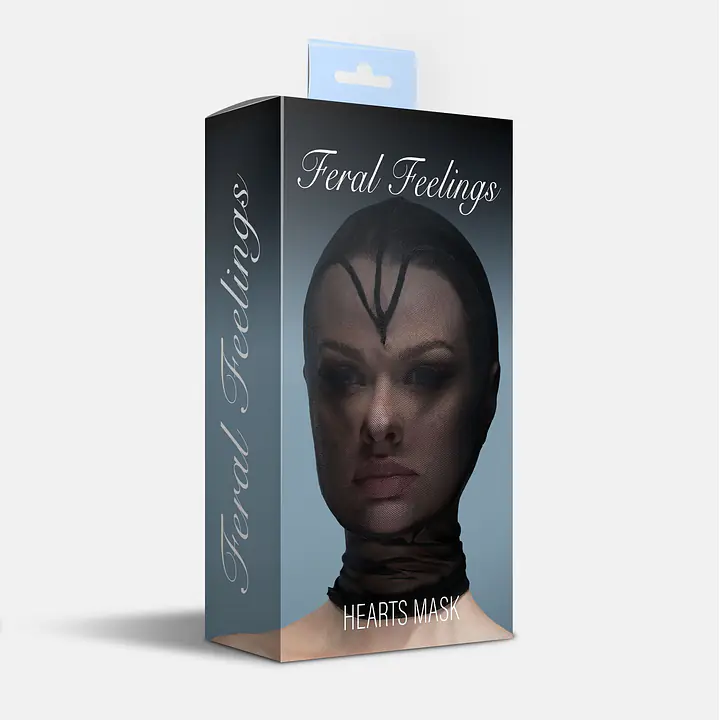 Маска серце сітка із повністю закритим обличчям Feral Feelings - Hearts Mask Black/Black - Master