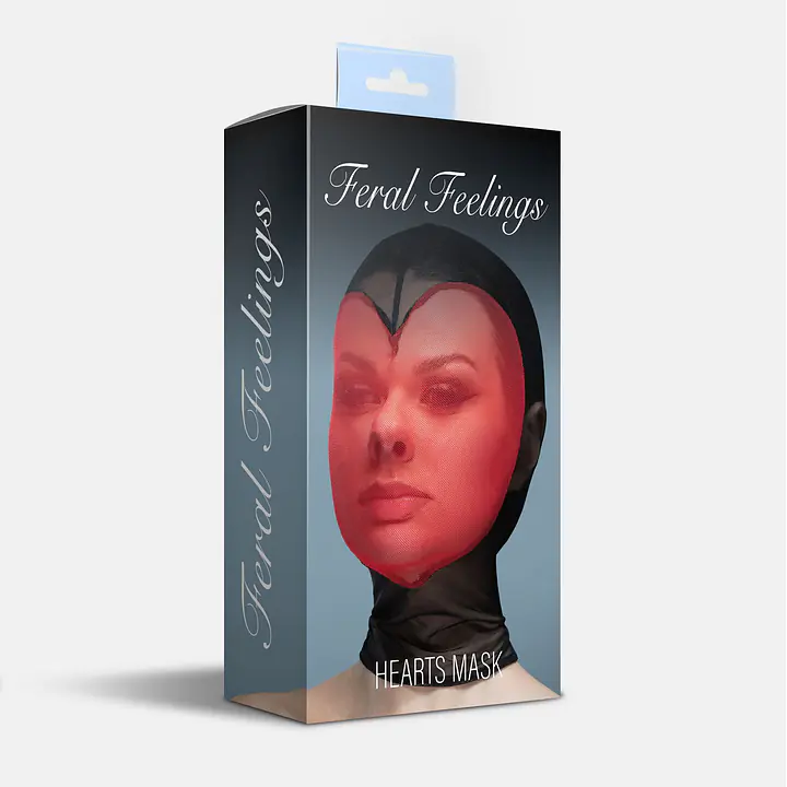 Маска серце сітка із повністю закритим обличчям Feral Feelings - Hearts Mask Black/Red - Master