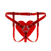 Трусики Серце для страпону Feral Feelings - Hearts Strap-on Belt Red Trasparent - Master